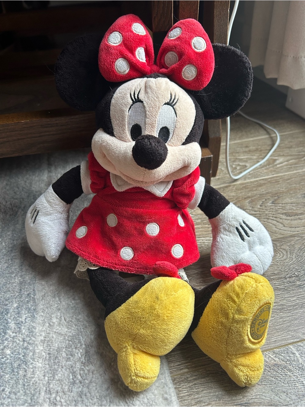 Disney Minnie Mouse Red Polka Dot Bow Plush with Yellow Shoes